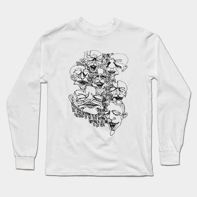 Multiple faces #2 - Psychedelic Ink Drawing with Art Style Long Sleeve T-Shirt by MrBenny